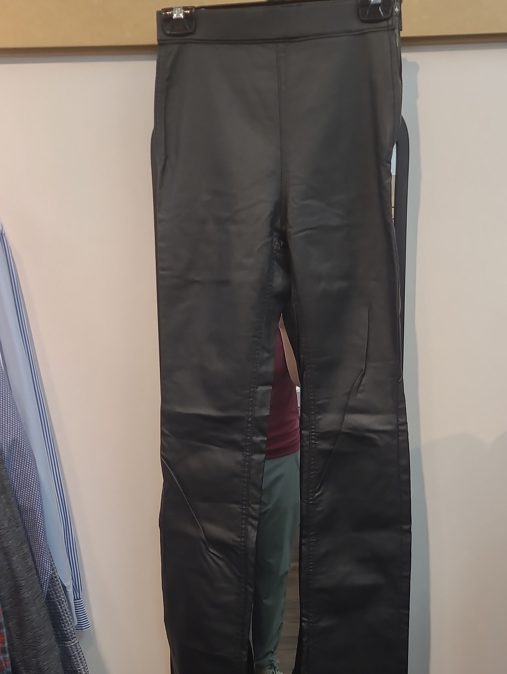 Stradivarius Black Faux Leather Trousers